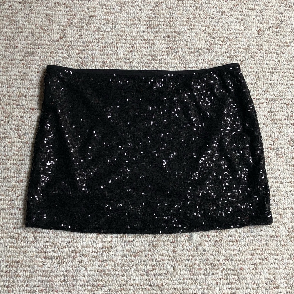 Black Sequin Mini Skirt